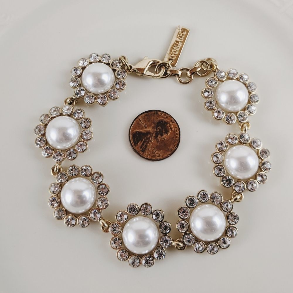 Lydell NYC Gold Tone Crystal Round Chunky Bracelet